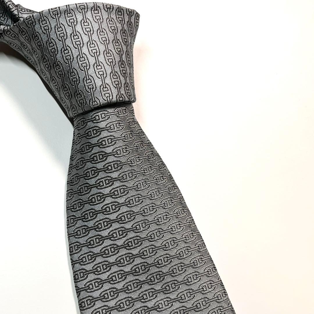 希少✨極美品✨HERMES エルメス　ネクタイ　シェーヌダンクル柄　ビジネス