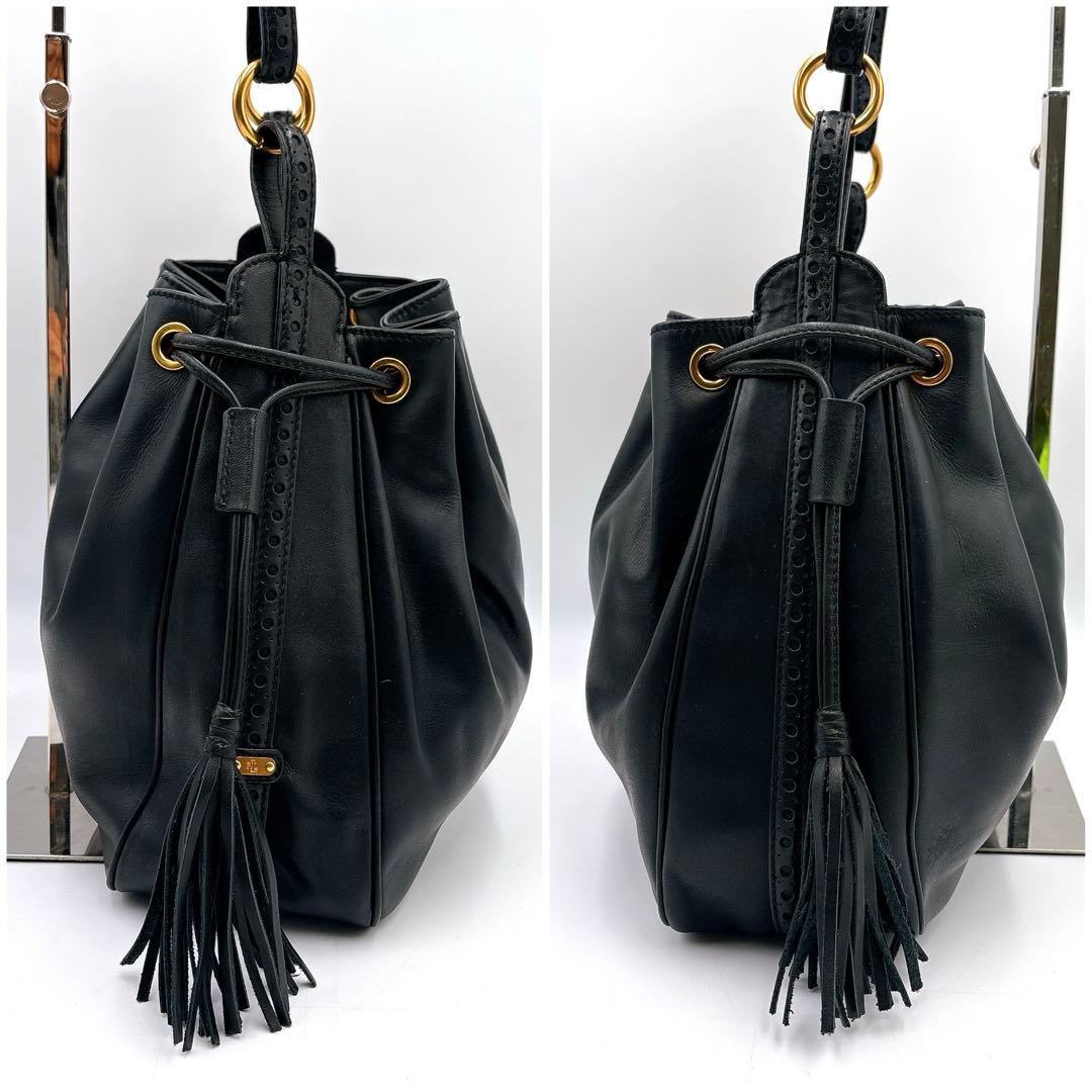 極美品✨LAUREN RALPH LAUREN 巾着バッグ タッセル ブラック