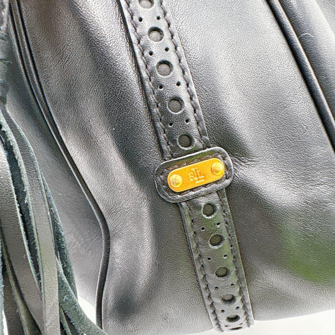 極美品✨LAUREN RALPH LAUREN 巾着バッグ タッセル ブラック
