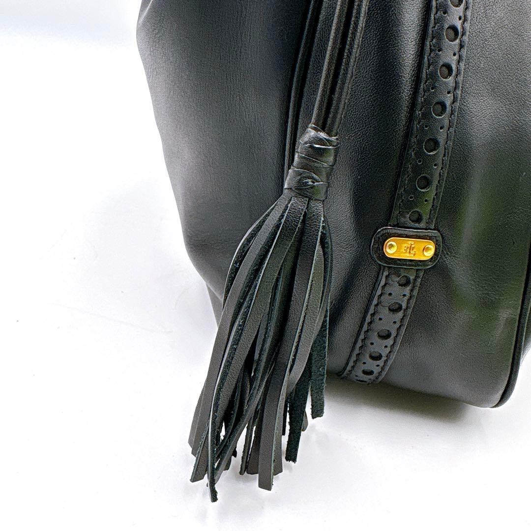 極美品✨LAUREN RALPH LAUREN 巾着バッグ タッセル ブラック