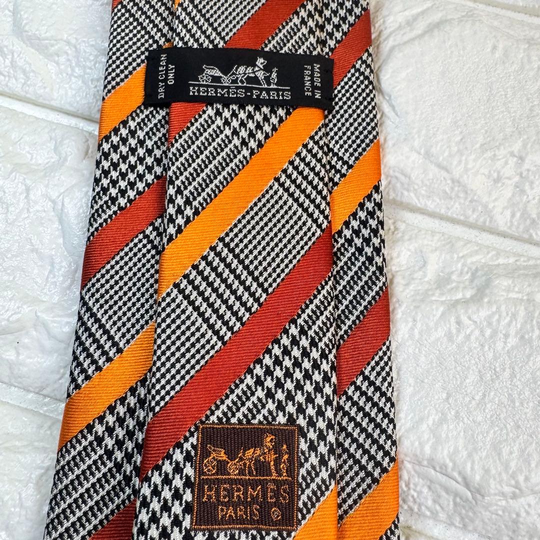ゴルゴ様　HERMES エルメス　ネクタイ　ストライプ　チェック