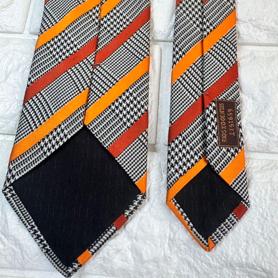 ゴルゴ様　HERMES エルメス　ネクタイ　ストライプ　チェック