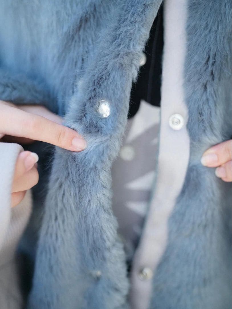 タグ付未使用品　SOU・SOUフェイクファー ライトチュニックコート／水浅葱