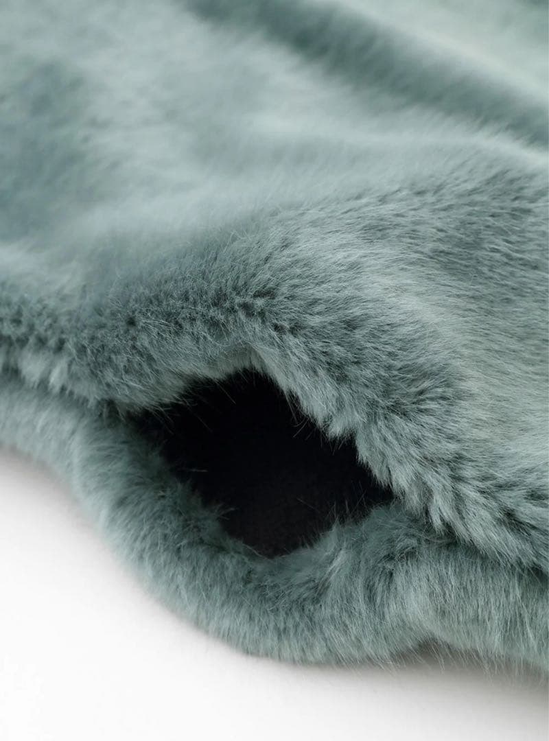 タグ付未使用品　SOU・SOUフェイクファー ライトチュニックコート／水浅葱