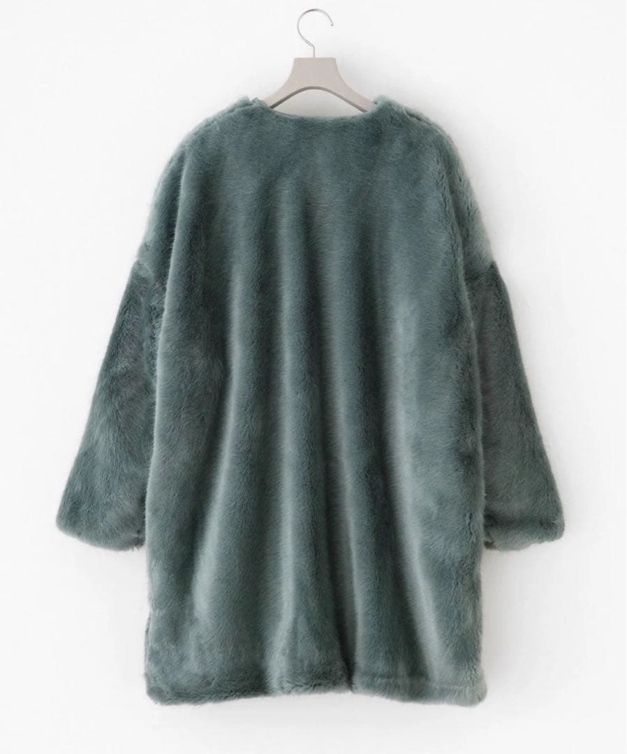 タグ付未使用品　SOU・SOUフェイクファー ライトチュニックコート／水浅葱