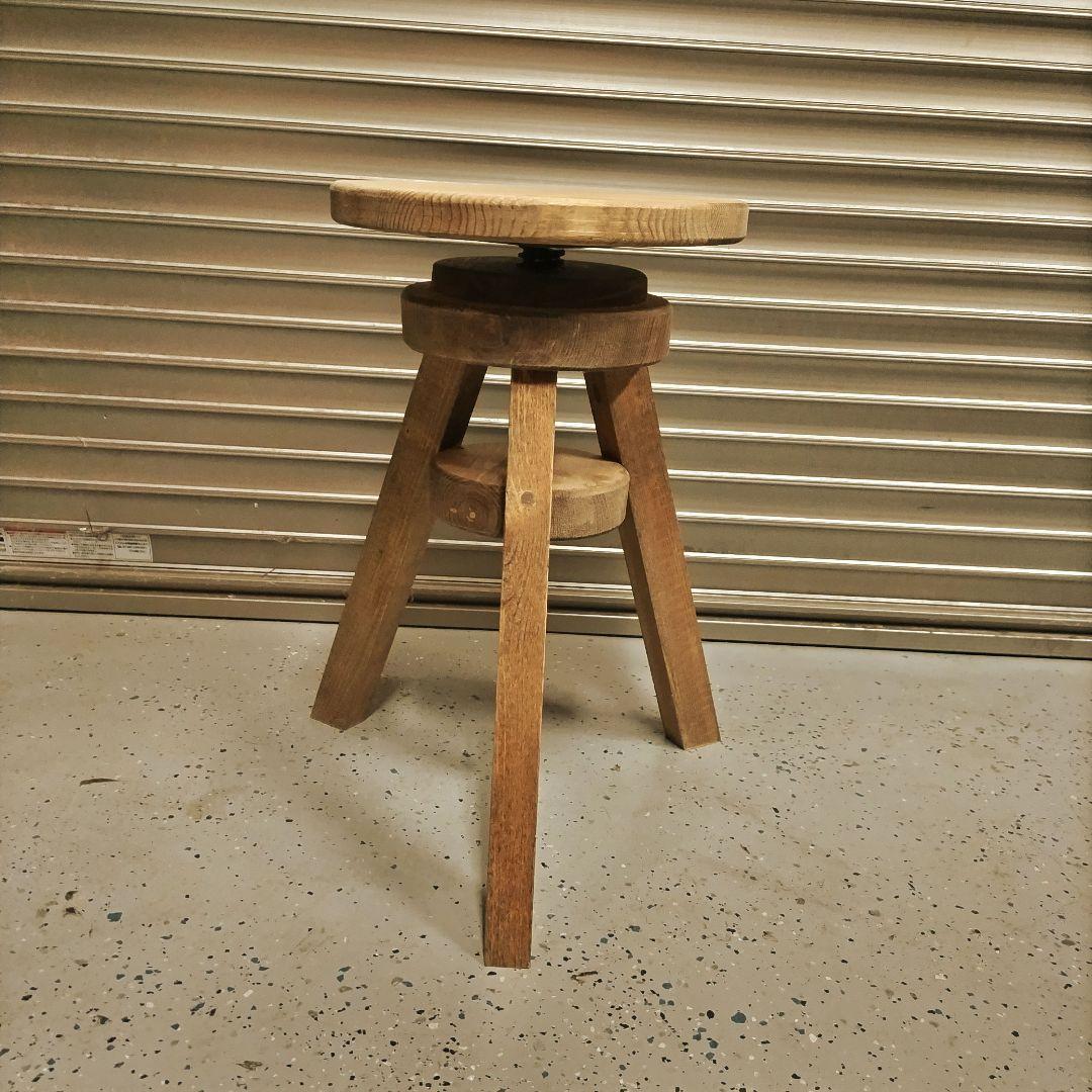 木製　丸イス　スピンスツール　ハンドメイド