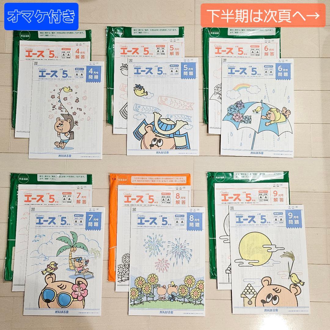 がんばる舎　Gambaエース　小５　1年分　12冊