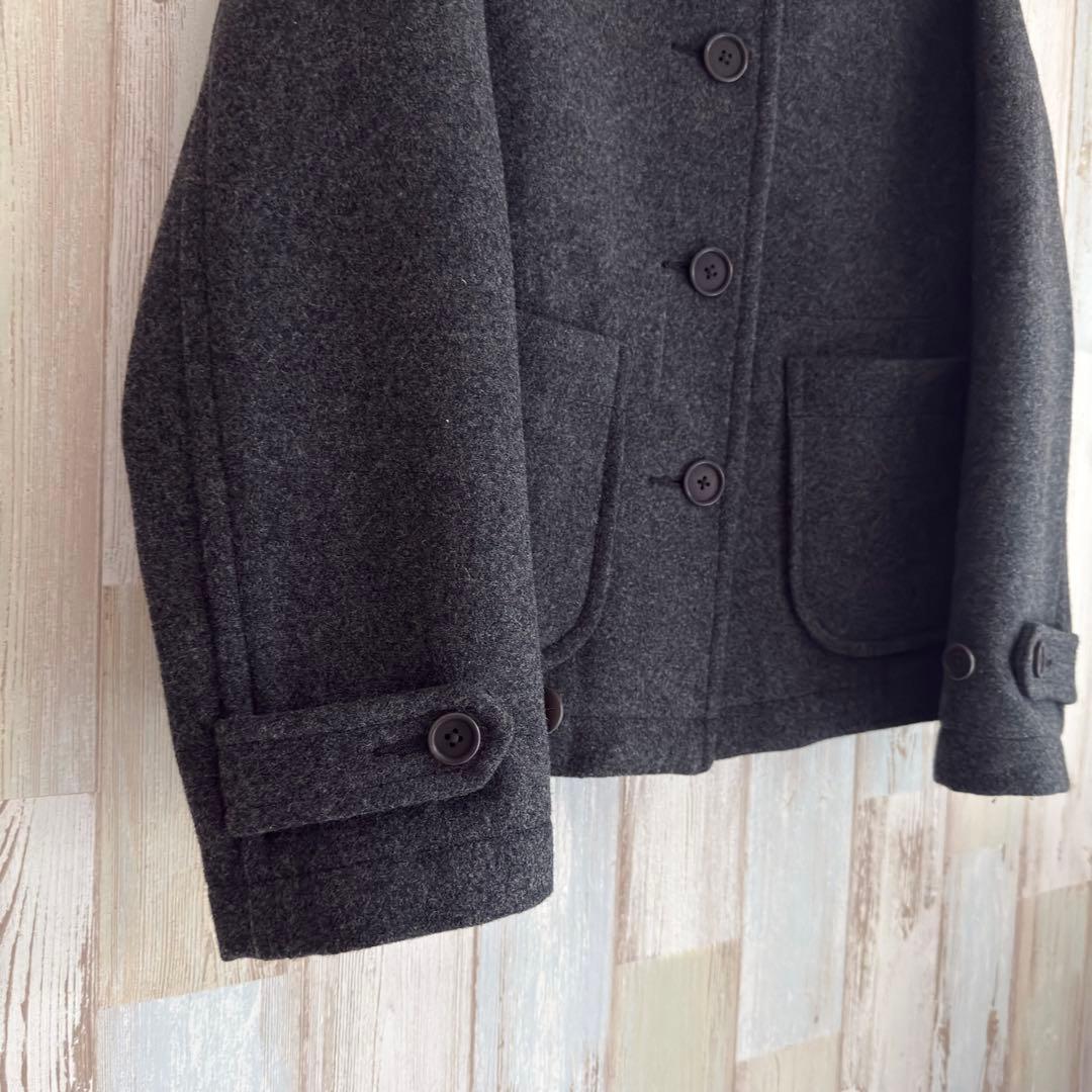 MHL. エムエイチエル ウール メルトン ラウンドカラー コート グレー 2