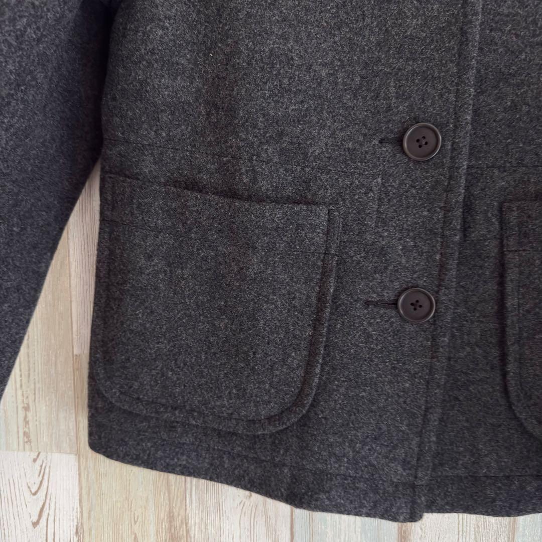 MHL. エムエイチエル ウール メルトン ラウンドカラー コート グレー 2