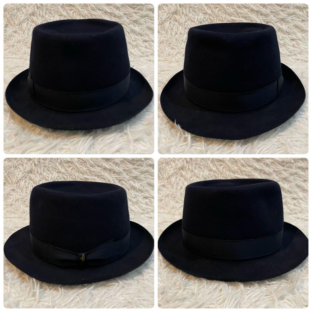 Borsalinoラビットファー　フェドーラ　ハット　ダークネイビー