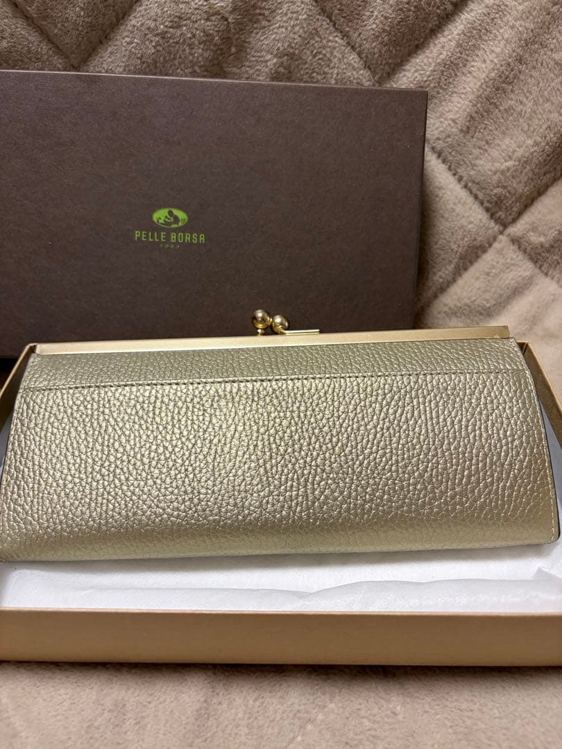 【さっちゃん】PELLE BORSA/ゴールド長財布/がまぐち財布