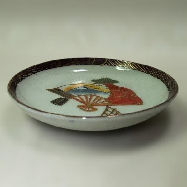 伊万里 色絵 扇面 富士 松 手塩皿 10枚 染付 逸品 古美術