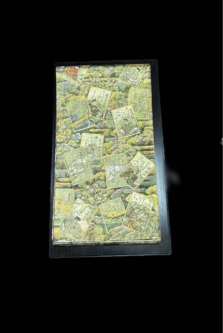 ご成約 お値下げ！極逸品 正絹袋帯 光琳かるた 小倉百人一首 分析通知書証明付き