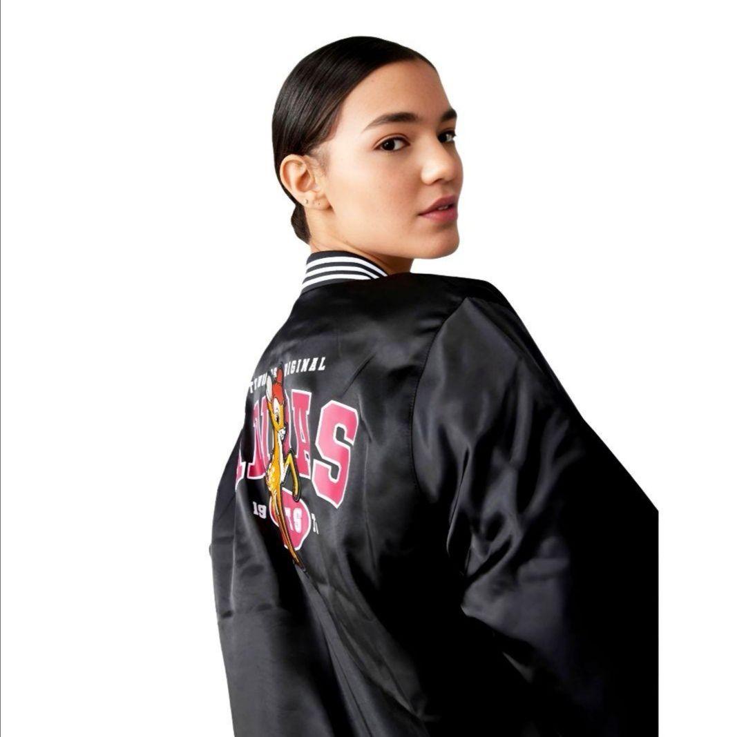 【新品】Bambi×adidas 黒★サテンボンバージャケット★中綿ジャケット