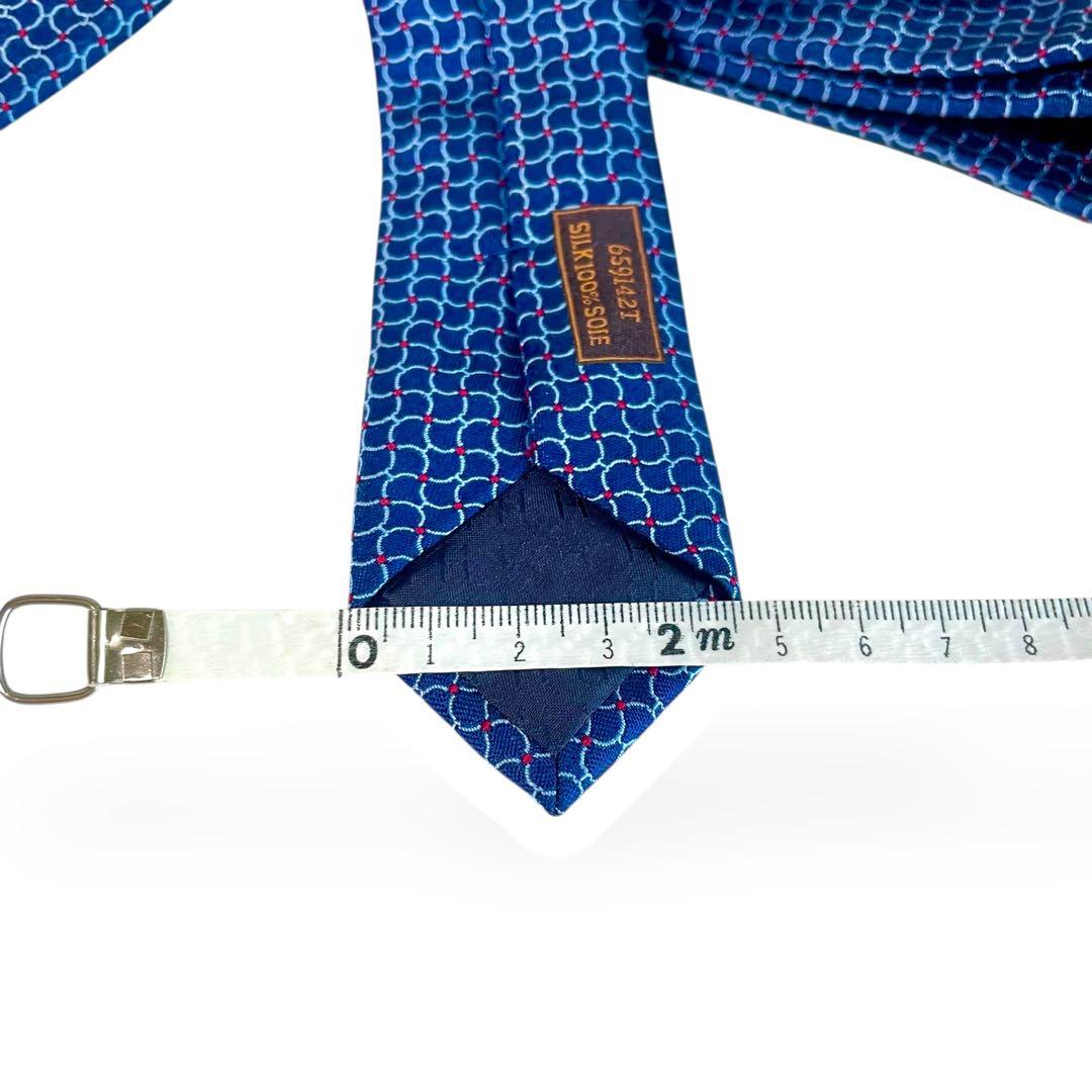 美品✨HERMESエルメス ネクタイネクタイH織ファソネ　ネイビーシルク100%