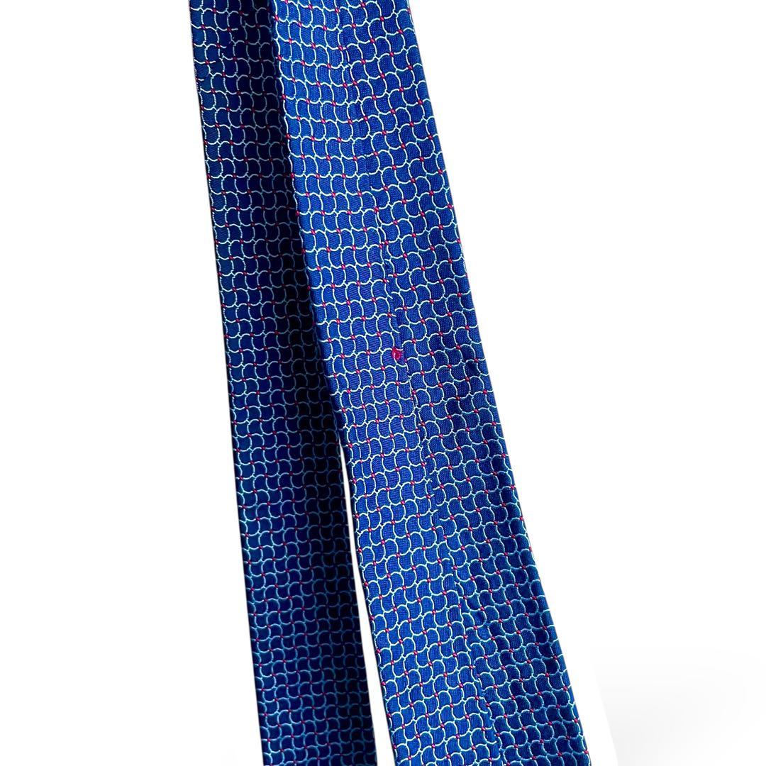 美品✨HERMESエルメス ネクタイネクタイH織ファソネ　ネイビーシルク100%