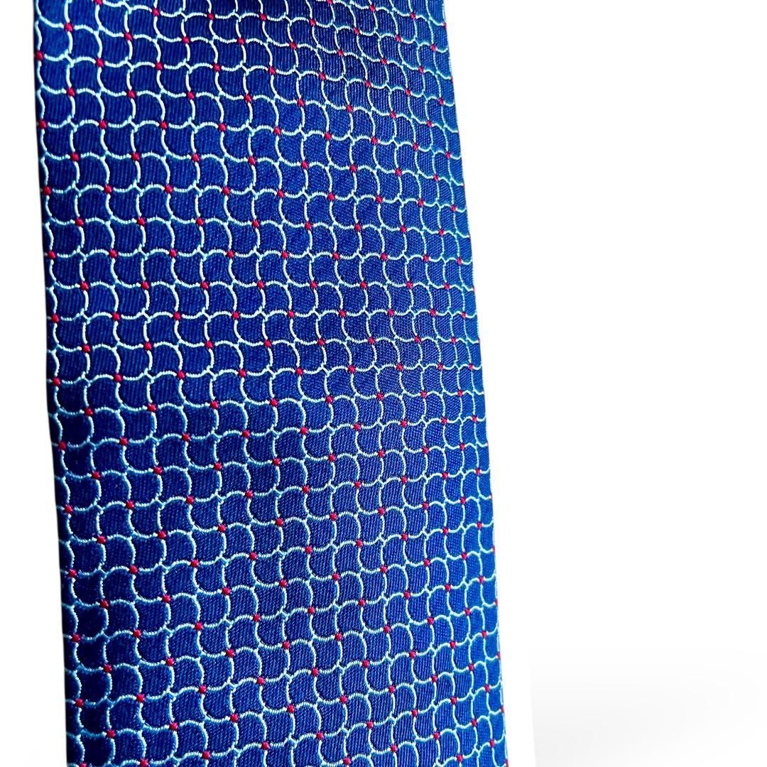 美品✨HERMESエルメス ネクタイネクタイH織ファソネ　ネイビーシルク100%