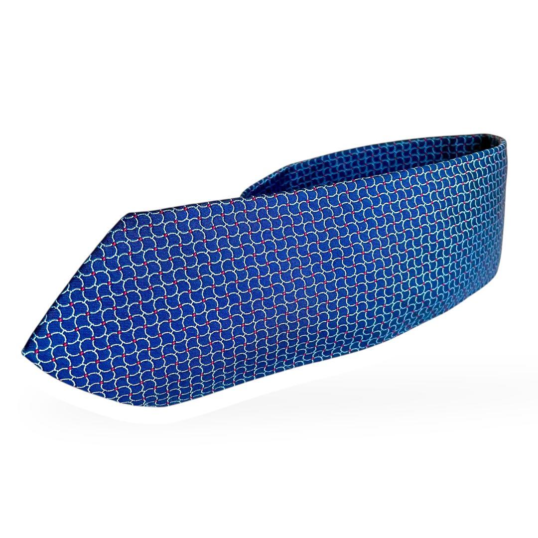 美品✨HERMESエルメス ネクタイネクタイH織ファソネ　ネイビーシルク100%