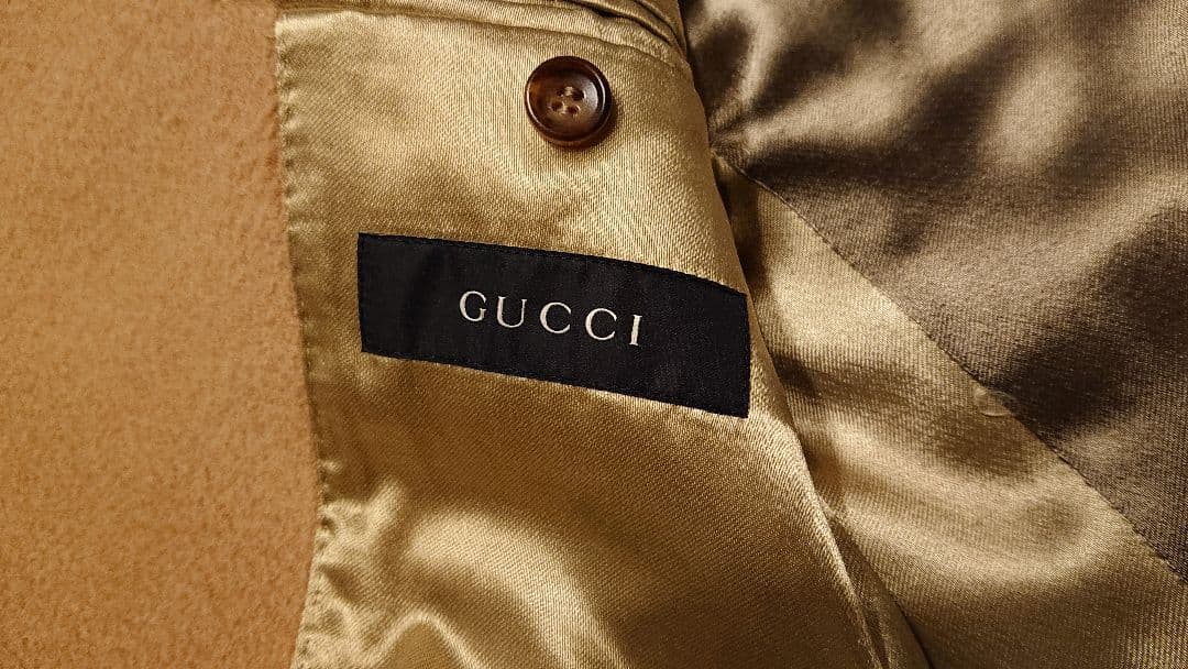 新品44R グッチPコート キャメル100% GUCCI