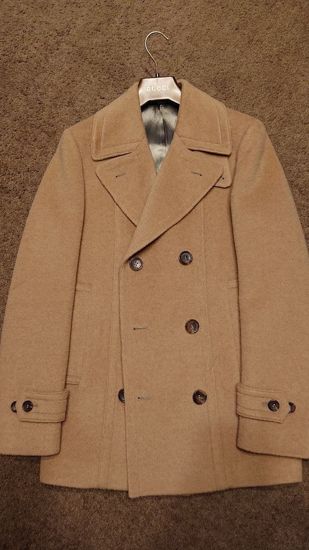 新品44R グッチPコート キャメル100% GUCCI