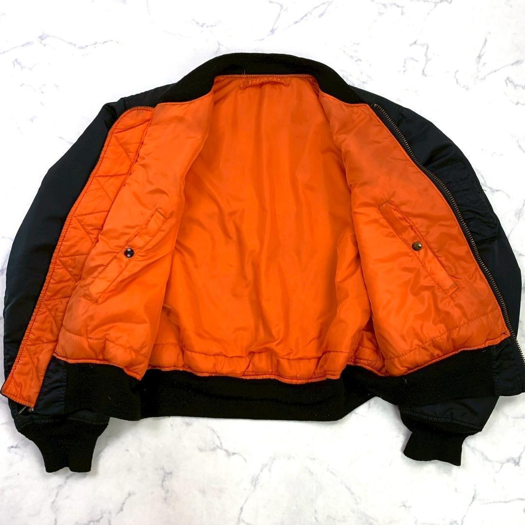 希少カラー★90s USA製 ALPHA MA-1 ブラック L　D249