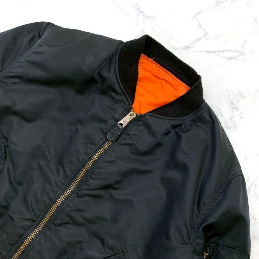 希少カラー★90s USA製 ALPHA MA-1 ブラック L　D249