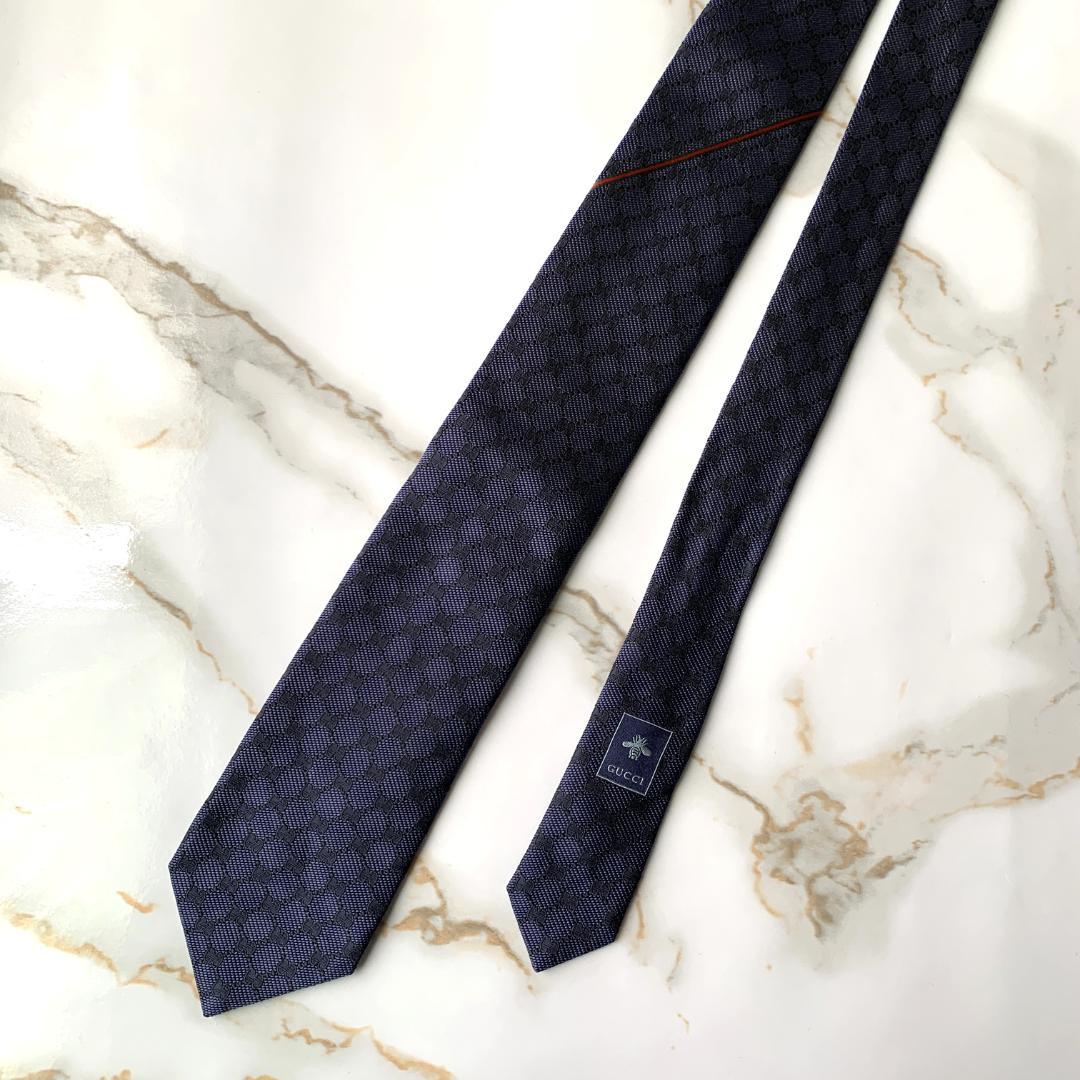 【未使用に近い】GUCCI ネクタイ GG柄 シルク シェリーライン　グッチ