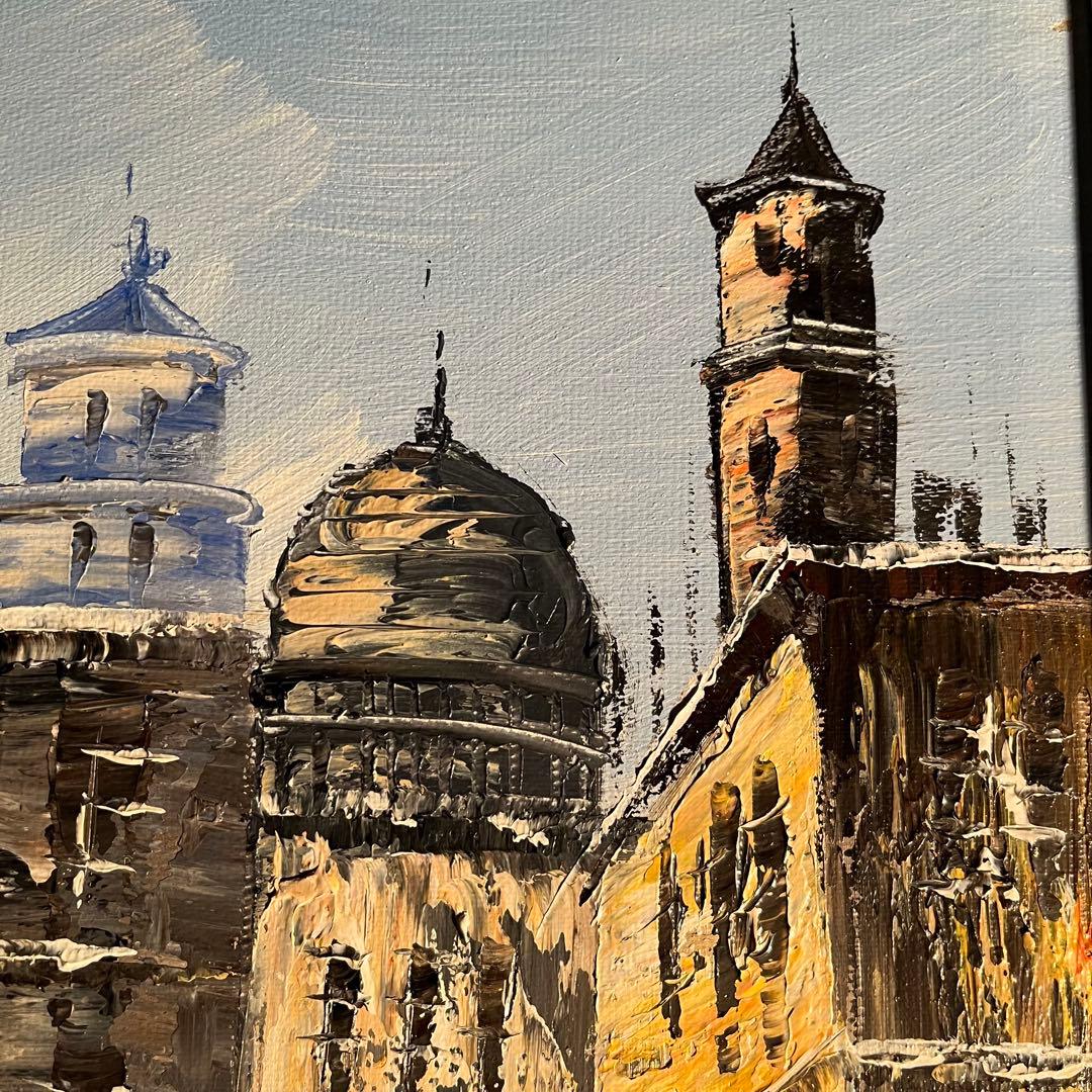 手書き油絵 パリの風景 額付 絵画 インテリア 油彩画