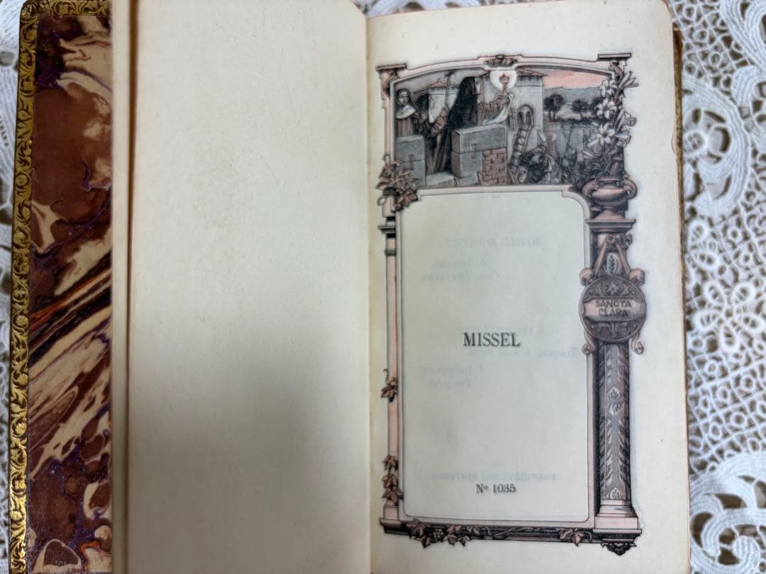 1932年 フランス語 Missel ミサ典 革装丁 三方金 挿絵入り 祈祷書
