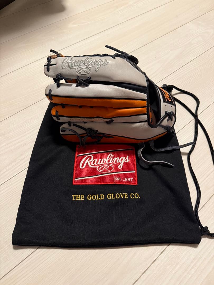 Rawlings ゴールドグラブ グレー/オレンジ 収納袋付き