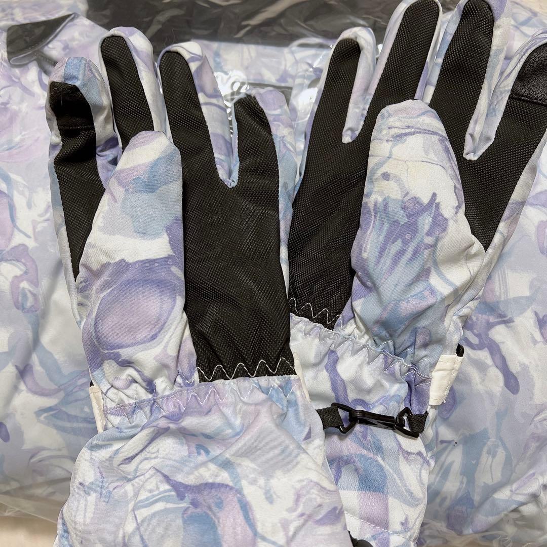 【超美品】スノーボードウェア上下セット手袋付 レディース 3点セット ブルー