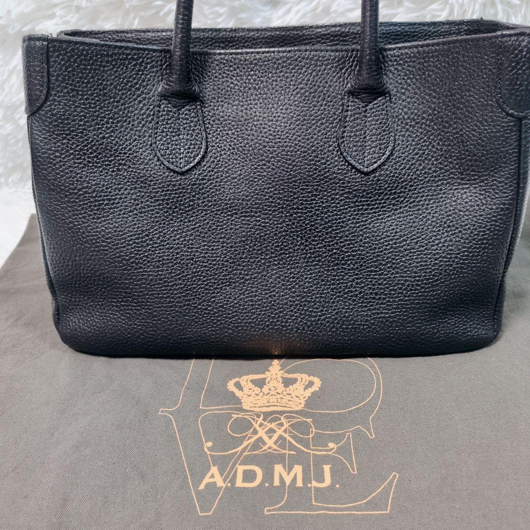 A.D.M.J. トートバッグ シボ革 レザー ゴールド金具 A4収納 ビジネス