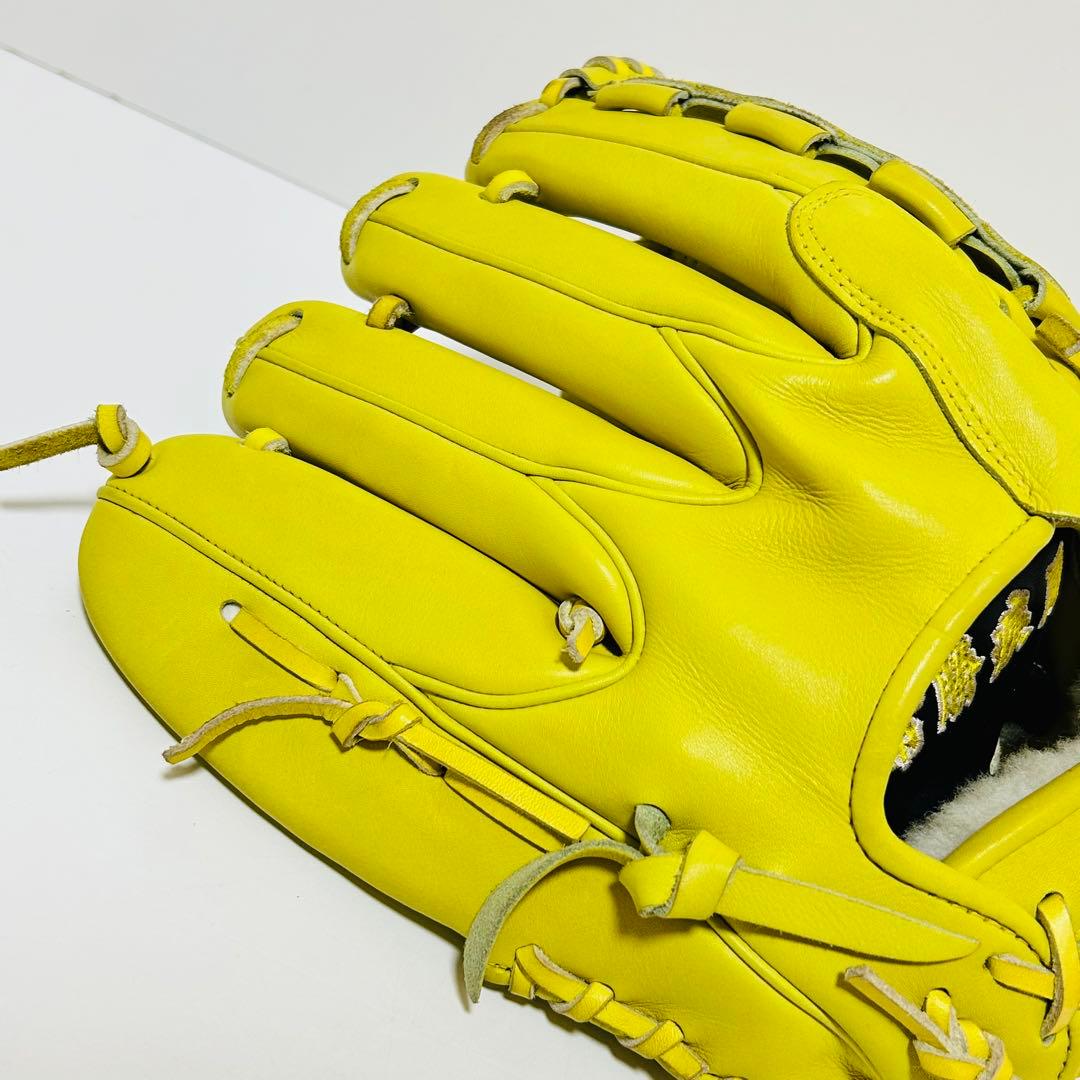 【美品】MiznoPro 硬式 投手用グローブ イエロー 耕作オーダー