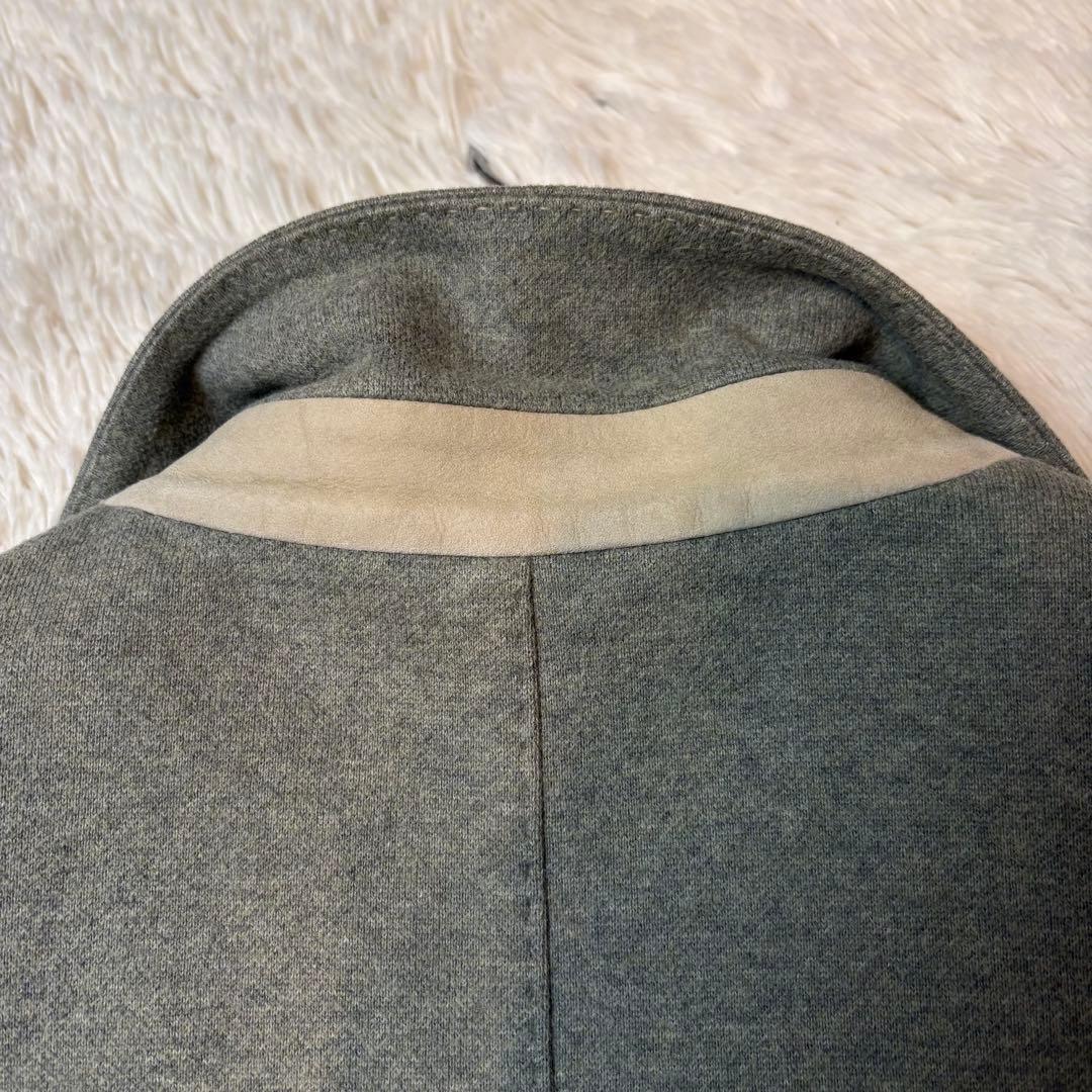 (美品) ロロピアーナ テーラードジャケット オリーブグレー 襟裏レザー