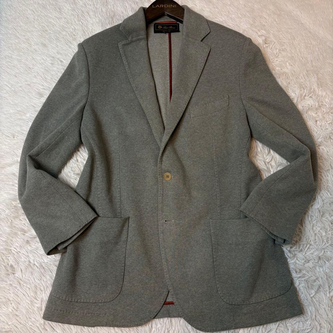 (美品) ロロピアーナ テーラードジャケット オリーブグレー 襟裏レザー