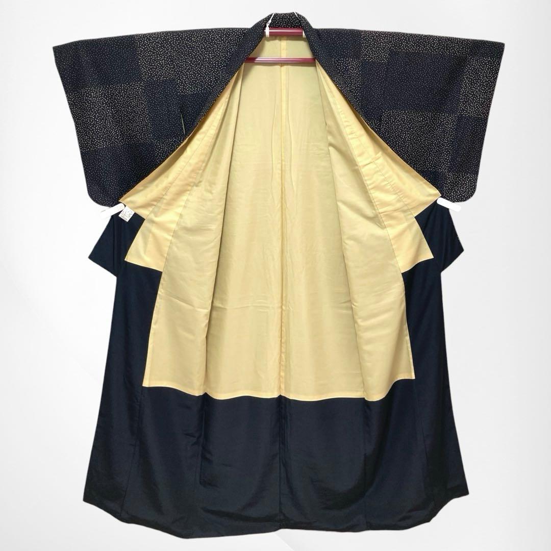 【美品✨】和物語　市田株式会社　洗える着物　小紋　黒色　ドット　水玉　日本製R2