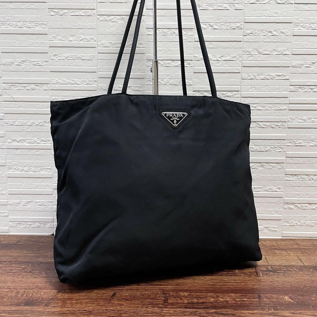 プラダ ナイロン 三角プレートロゴ ショルダー トート バッグ ブラック