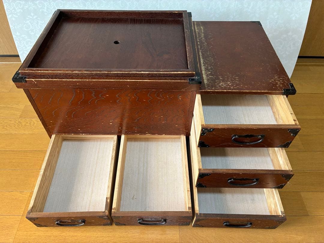 木製 長火鉢 引き出し収納付き 囲炉裏 昭和レトロ 古道具 アンティーク