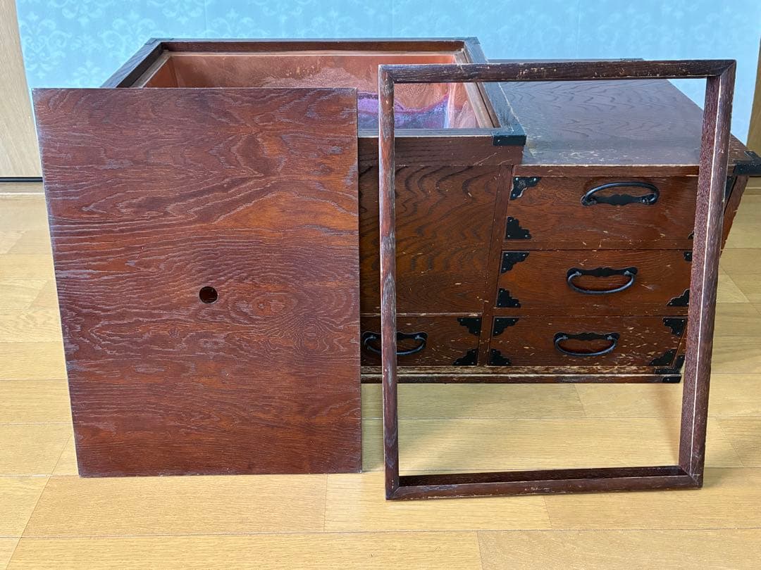 木製 長火鉢 引き出し収納付き 囲炉裏 昭和レトロ 古道具 アンティーク