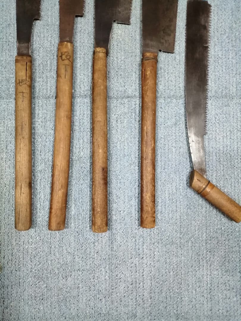 ノコギリ５本セット　本革製釘腰袋付き