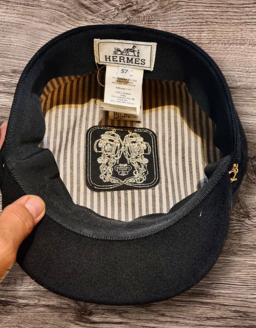 正規品 エルメスジャポンタグ付き ドーヴィル 帽子 黒 金具・ 57 ハット