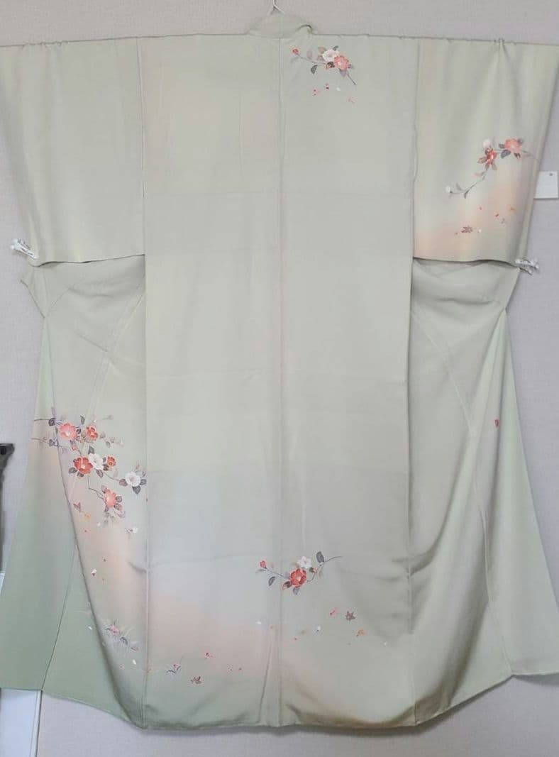 正絹　訪問着　薄緑色 結婚式　お宮参り　七五三　入学式　佐賀錦　4点セット