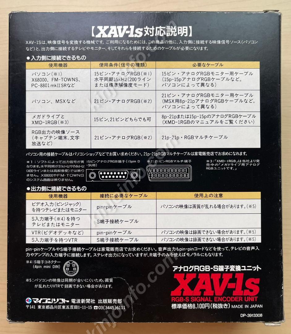 アナログRGB-S端子変換ユニットXAV-1s【新品未使用・完品・日本版】