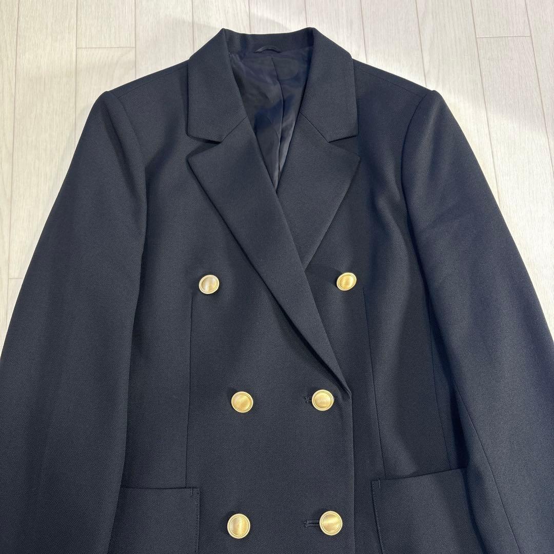 極美品 ANAYI ウールツイルダブル ジャケット 金ボタン ブラック 38