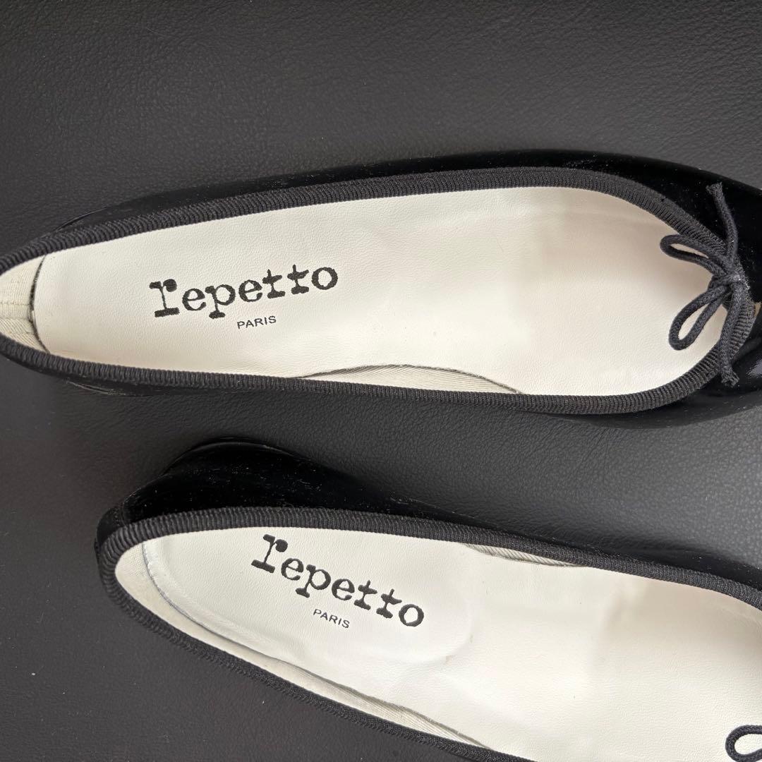 レペット　黒エナメルバレエシューズ 38