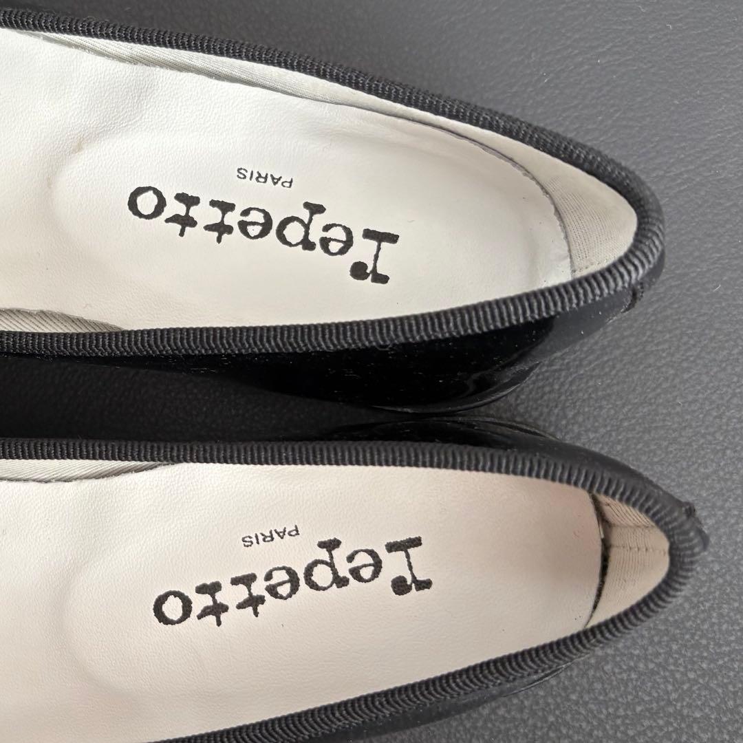 レペット　黒エナメルバレエシューズ 38