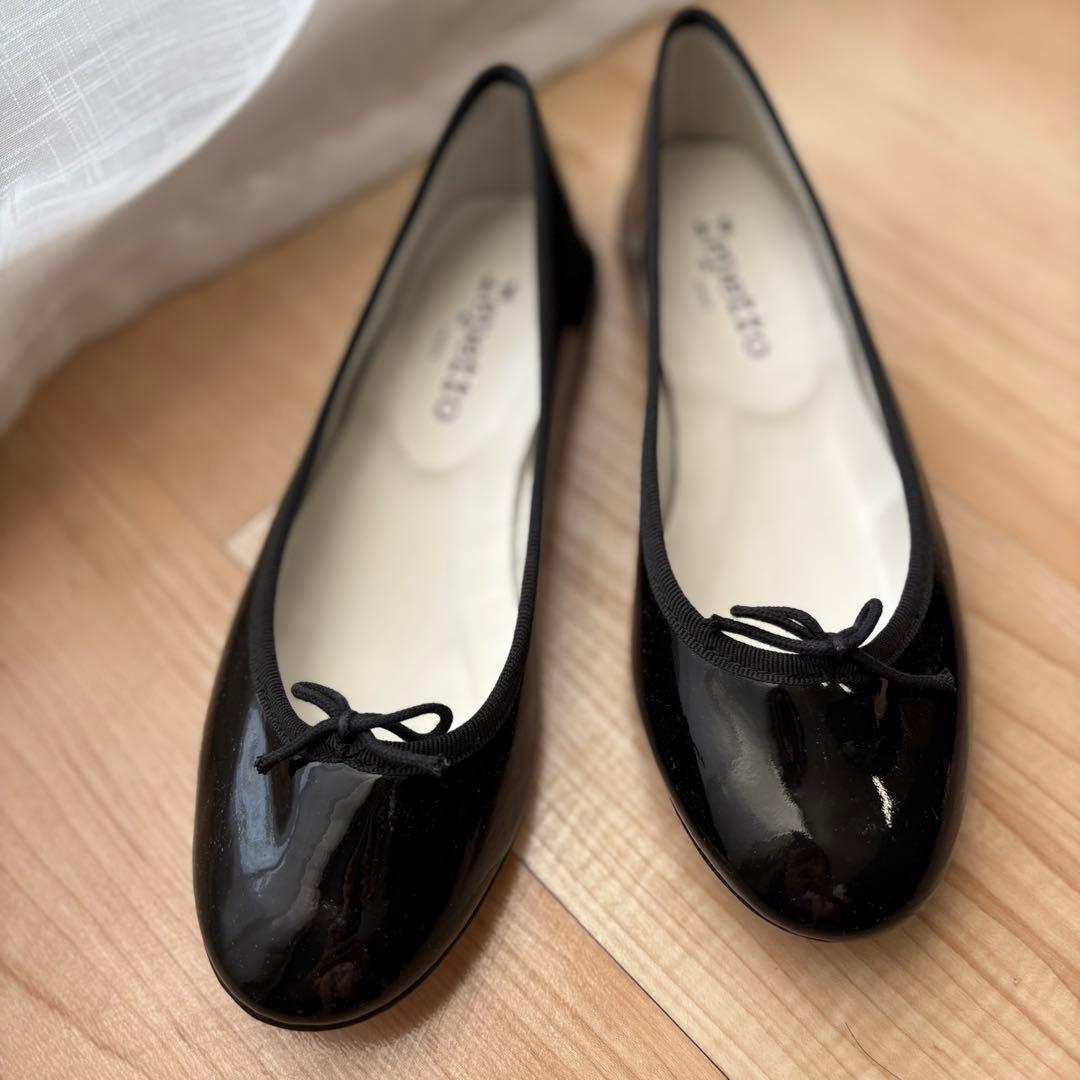 レペット　黒エナメルバレエシューズ 38
