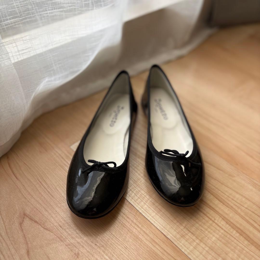 レペット　黒エナメルバレエシューズ 38