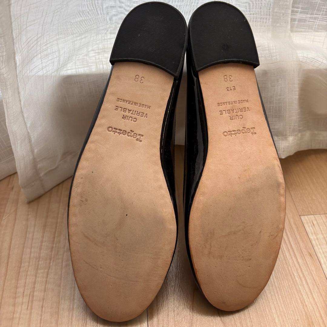 レペット　黒エナメルバレエシューズ 38