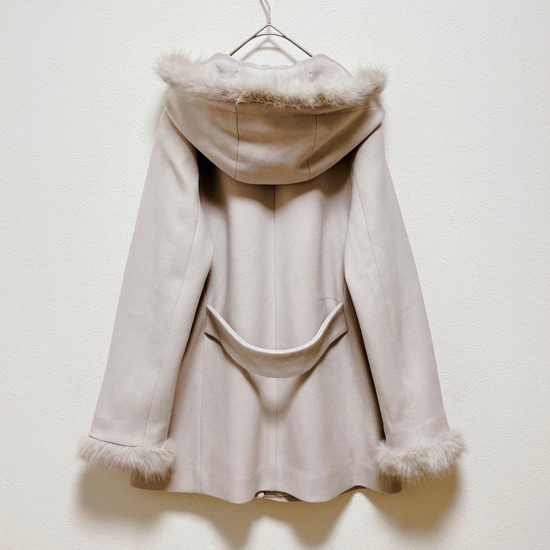 【クチュールブローチ】フードフェイクファー ハーフ丈コート/未使用品/25AW